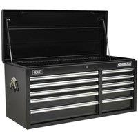 Loops 1025 x 435 x 495mm BLACK 10 Drawer Topchest Tool Chest Lockable Storage Cabinet