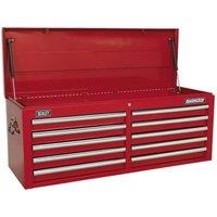 Loops 1265 x 435 x 490mm RED 10 Drawer Topchest Tool Chest Lockable Storage Cabinet