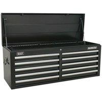Loops 1265 x 435 x 490mm BLACK 10 Drawer Topchest Tool Chest Lockable Storage Cabinet