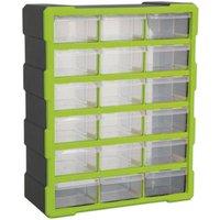 Loops 375 x 165 x 470mm 18 Drawer Parts Cabinet - GREEN - Wall Mounted / Standing Box