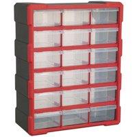 Loops 375 x 165 x 470mm 18 Drawer Parts Cabinet - RED - Wall Mounted / Standing Box