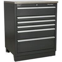 Loops 775mm Heavy Duty Modular Floor Cabinet - 6 Locking Drawers - Steel Construction in Metallics