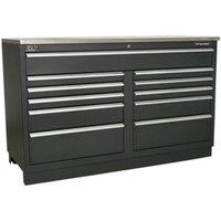 Loops 1.55m Heavy Duty Modular Floor Cabinet - 11 Locking Drawers - Steel Construction in Metallics