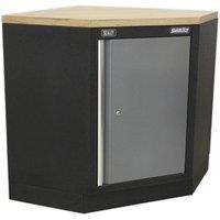 Loops 865mm Modular Corner Floor Cabinet - Adjustable Shelf - Lockable Door - 2 Keys