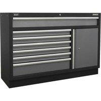 Loops 1360mm Modular 7 Drawer Floor Cabinet - Ball Bearing Slides - Locking - 2 Keys