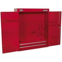 Loops 750 x 225 x 890 Wall Mounted 2 Drawer Tool Cabinet - RED - Lockable Storage Unit