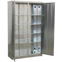 Loops Galvanized Steel Floor Cabinet - Four Adjustable Shelves - Locking Double Doors in Metallics