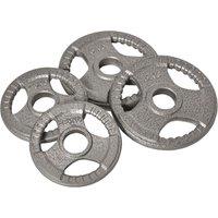 HOMCOM Olympic Weight Plates Sets with 2 x 5kg, 2 x 2.5kg StrengthTraining in Silver | Size: Standard