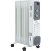 HOMCOM Oil Filled Radiator 9 Fin Portable Heater w/ Wheels & 3 Heat Settings, White