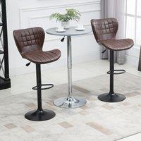 HOMCOM Stools Set of 2 PU Leather Adjustable Height Swivel Bar Chairs w/ Footrest in Brown