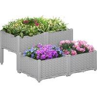 OUTSUNNY Elevated Flower Bed Vegetable Herb Planter Plastic in Grey