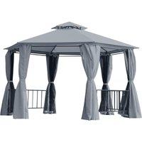 OUTSUNNY Gazebo Canopy 2 Tier Patio Shelter Steel for Garden in Grey