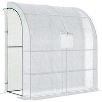 OUTSUNNY Walk-In Lean to Wall Greenhouse w/Window&Door 200Lx 100W x 213Hcm in White