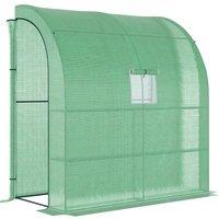 OUTSUNNY Walk-In Lean to Wall Greenhouse w/Window&Door 200Lx 100W x 213Hcm in Green