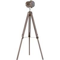HOMCOM Vintage Tripod Floor Lamp Wooden Searchlight with Adjustable Height Bedroom in Bronze
