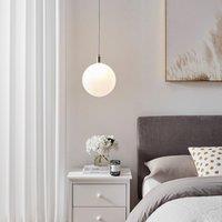 FurnitureboxUK Martha Brushed Brass Art Deco Pendant Light With Frosted Glass Globe in Gold