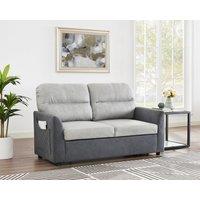 Home Detail Dennis Fabric Pull Out Sofa Bed Duo Contrast Fabric & Side Pocket Storage in Grey