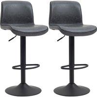 HOMCOM Barstools Set of 2 PU Leather Adjustable Height in Dark Grey