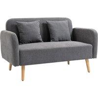 HOMCOM 2-Seat Loveseat Sofa Chenille Fabric Upholstered Couch in Grey