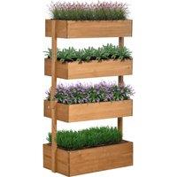 OUTSUNNY Raised Garden Bed Wooden Plant Stand Orange