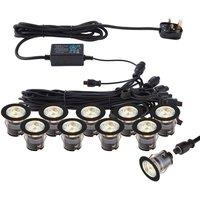Loops 35mm Recessed Decking Guide Light Kit - 10 x CCT LEDs - Stainless Steel in Metallics