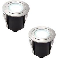 Loops 2 PACK Recessed IP67 Guide Light - 1.2W Daylight White LED - Stainless Steel in Metallics
