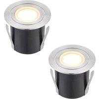 Loops 2 PACK Recessed IP67 Guide Light - 1.2W Warm White LED - Stainless Steel in Metallics