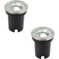 Loops 2 PACK Stainless Steel IP67 Ground Light - 6W Cool White LED - Tilting Head in Metallics