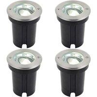Loops 4 PACK Stainless Steel IP67 Ground Light - 6W Cool White LED - Tilting Head in Metallics