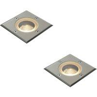 Loops 2 PACK Marine Grade IP65 Square Ground Light - 50W GU10 - Stainless Steel in Metallics