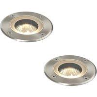 Loops 2 PACK Marine Grade IP65 Round Ground Light - 50W GU10 - Stainless Steel in Metallics
