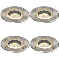 Loops 4 PACK Marine Grade IP65 Round Ground Light - 50W GU10 - Stainless Steel in Metallics