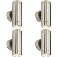 Loops 4 PACK Up & Down Twin Outdoor Wall Light - 2 x 7W GU10 LED - Stainless Steel in Metallics