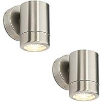 Loops 2 PACK Dimmable Outdoor IP65 Wall Downlight - 7W GU10 LED - Stainless Steel in Metallics