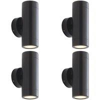 Loops 4 PACK Up & Down Twin Outdoor Wall Light - 2 x 7W LED GU10 - Satin Black