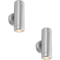 Loops 2 PACK Up & Down Twin Outdoor Wall Light - 2 x 7W LED GU10 - Stainless Steel in Metallics