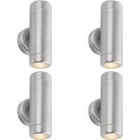 Loops 4 PACK Up & Down Twin Outdoor Wall Light - 2 x 7W LED GU10 - Stainless Steel in Metallics