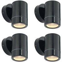 Loops 4 PACK Outdoor IP65 Wall Downlight - Dimmable 7W LED GU10 - Satin Black