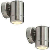 Loops 2 PACK Outdoor IP65 Wall Downlight - Dimmable 7W LED GU10 - Stainless Steel in Metallics