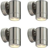 Loops 4 PACK Outdoor IP65 Wall Downlight - Dimmable 7W LED GU10 - Stainless Steel in Metallics