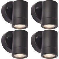 Loops 4 PACK Dimmable Outdoor IP44 Downlight - 7W GU10 LED - Matt Black & Glass