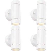 Loops 4 PACK Up & Down Twin Outdoor IP44 Wall Light - 2 x 7W GU10 LED - Gloss White