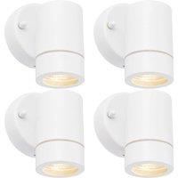 Loops 4 PACK Dimmable Outdoor IP44 Downlight - 7W GU10 LED - Gloss White & Glass