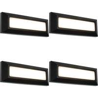 Loops 4 PACK Outdoor IP65 Pathway Guide Light - Direct 3W Warm White LED - Black ABS