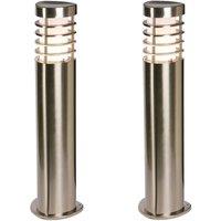 Loops 2 PACK Modern Outdoor Stainless Steel Post Light - 10.5W E27 LED - 500mm Height in Metallics