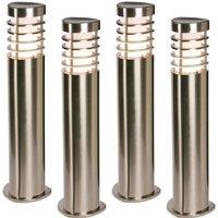 Loops 4 PACK Modern Outdoor Stainless Steel Post Light - 10.5W E27 LED - 500mm Height in Metallics