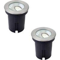 Loops 2 PACK Stainless Steel IP67 Ground Light - 13W Cool White LED - Tilting Head in Metallics