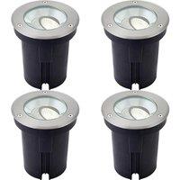 Loops 4 PACK Stainless Steel IP67 Ground Light - 13W Cool White LED - Tilting Head in Metallics