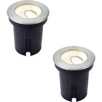 Loops 2 PACK Stainless Steel IP67 Ground Light - 13W Warm White LED - Tilting Head in Metallics