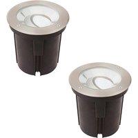 Loops 2 PACK Stainless Steel IP67 Ground Light - 16.5W Cool White Tilting Head LED in Metallics